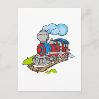 Cartão Postal Camisetas e presentes de trem vermelhos e azuis