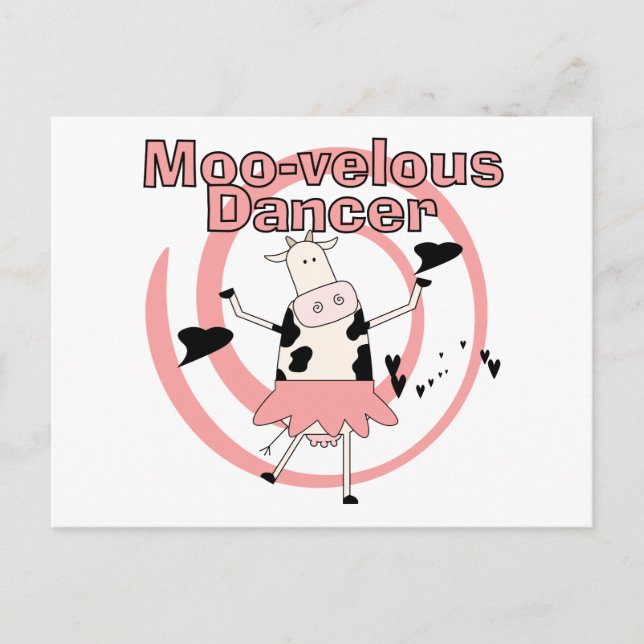 Cartão Postal Camisetas e presentes de Vaca Ballerina (Frente)