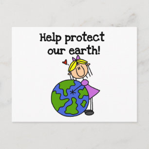 Cartão Postal Camisetas e Presentes Menina Protege Nossa Terra