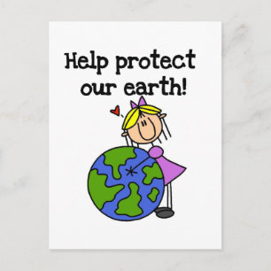 Cartão Postal Camisetas e Presentes Menina Protege Nossa Terra
