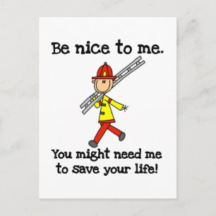 Cartão Postal Camisetas e Presentes para Bombeiros Be Nice