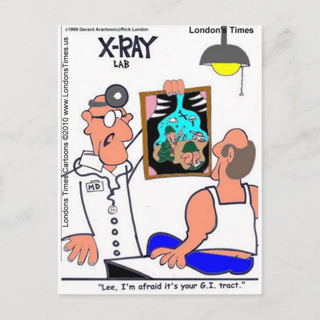 Cartão Postal CAMISETAS Gastrointestinais Engraçadas pelo Trato  (Frente)