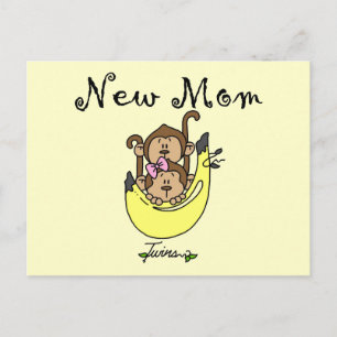 Cartão Postal Camisetas gêmeos e mães novas