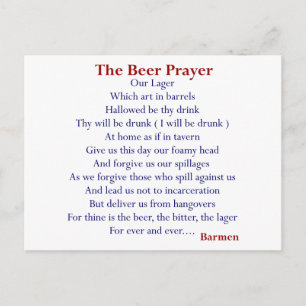 Cartão Postal Camisetas Humorosas De Cerveja E Presentes, A Oraç