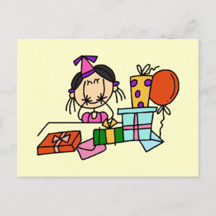 Cartão Postal Camisetas Menina de Cabelo Preto Com Presentes de
