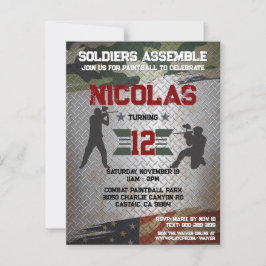 Cartão Postal Camo Militar Festa de aniversário Paintball EUA Co