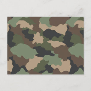 Cartão Postal Camouflage Woodland Camo Militar Khaki Tan Black