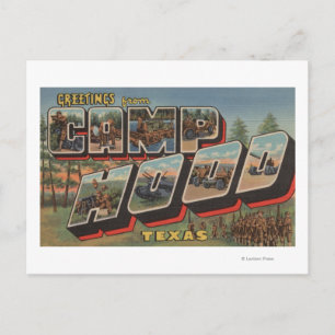 Cartão Postal Camp Hood, Texas - Cenas com Letras Grandes