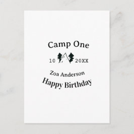 Cartão Postal Camp one happy birthday name date campingadventure