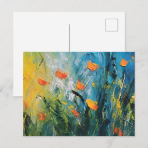 Cartão Postal Campainhas - Prado Floral Abstrato em Movimento