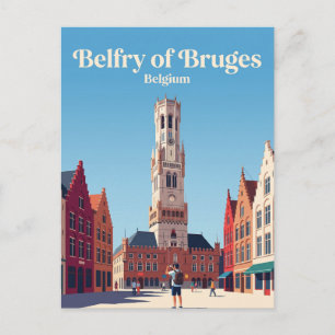 Cartão Postal Campanário de Bruges Bélgica