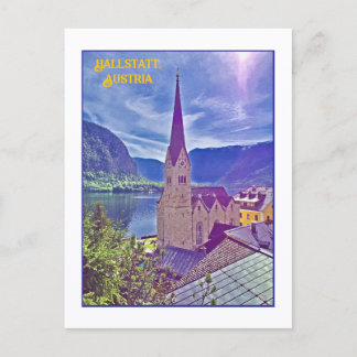 CARTÃO POSTAL CAMPANÁRIO ICÔNICO DA IGREJA, HALLSTATT, ÁUSTRIA
