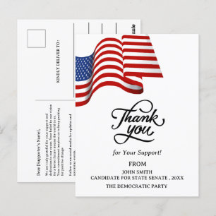 Cartão Postal Campanha Política Patriótica Eleições Agradeciment