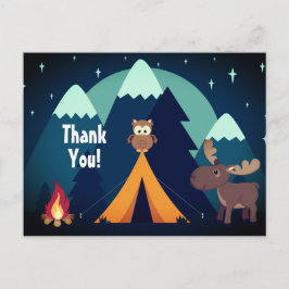 Cartão Postal Campanha, tenda, animais florestais Montanha Obrig