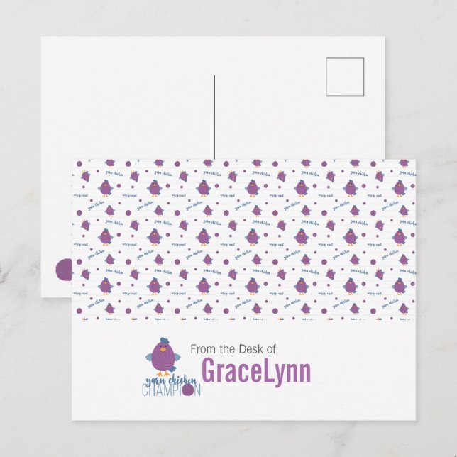 Cartão Postal Campeão de Frango de Fio Roxo e Azul (Frente/Verso)