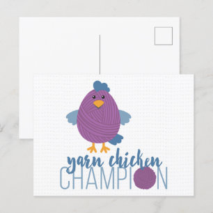 Cartão Postal Campeão de Frango de Fio Roxo e Azul