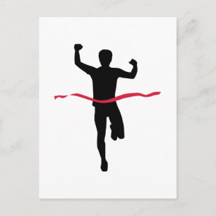 Cartão Postal Campeão vencedor da maratona em corrida