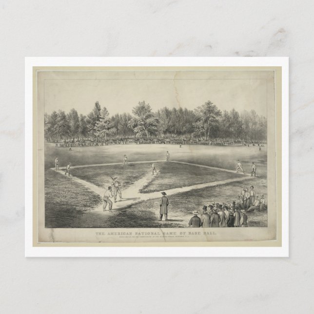Cartão Postal Campeonato Baseball, 1866, por Currier & Ives (Frente)