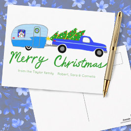 Cartão Postal Camper de Natal Encantador Reboque Vintage RV Nata
