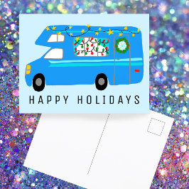 Cartão Postal Camper de Natal encantador Vintage RV Xmas