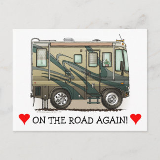 Cartão Postal Camper Feliz e Bonito, Grande Treinador RV Motorho