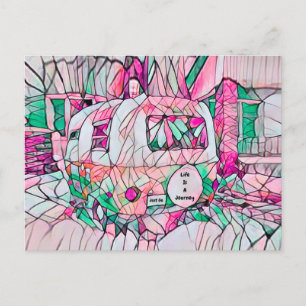 Cartão Postal Camper Life É Uma Jornada Apenas Passe Verde Rosa