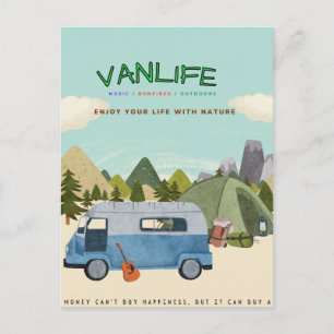 Cartão Postal Campervanlife: Cartão-postal com a câmera retrorre