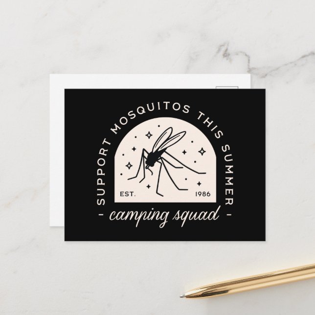 Cartão Postal Camping mosquito funny camp squad sarcastic quotes (Frente/Verso In Situ)