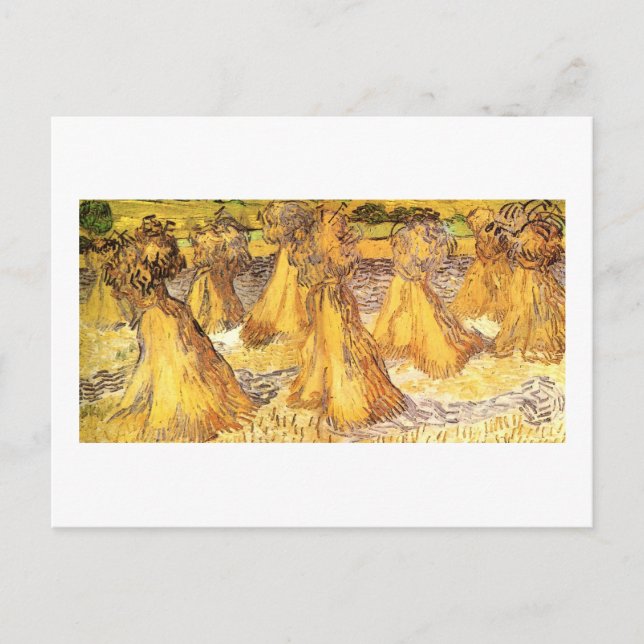 Cartão Postal Campo com pilhas de trigo Van Gogh de Belas Artes (Frente)