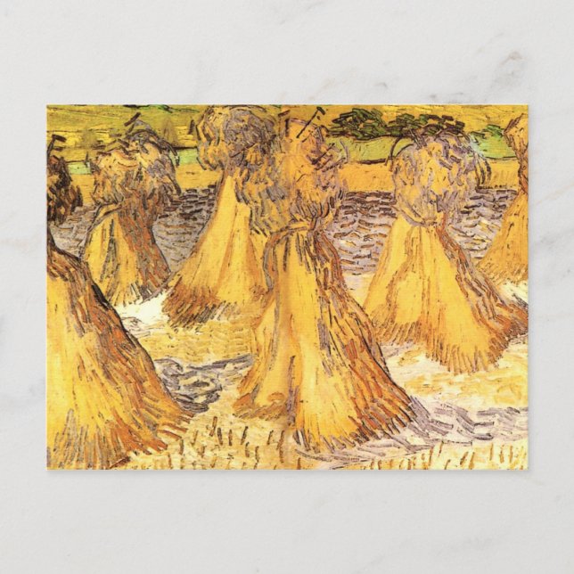 Cartão Postal Campo com pilhas de trigo, Vincent van Gogh (Frente)