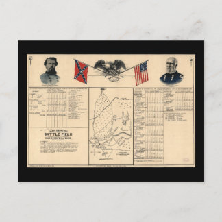 Cartão Postal Campo de batalha civil do mapa de Harrisburg, 1864