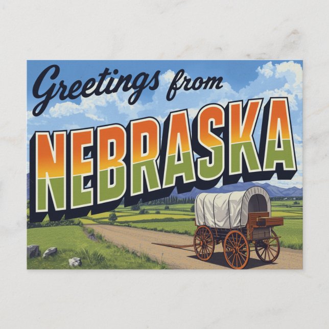 Cartão Postal Campo de Carroça Coberta de Nebraska (Frente)