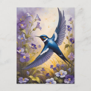Cartão Postal Campo de Engorda Voadora de Flores Violetas