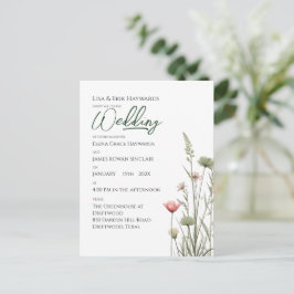 Cartão Postal Campo de Flores Silvestres | Casamento Minimalista