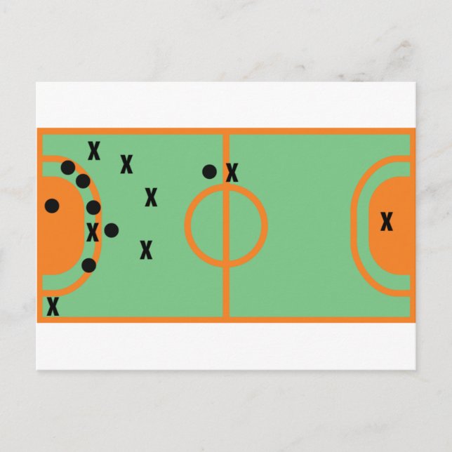 Cartão Postal campo de handebol com ícone de jogadores (Frente)
