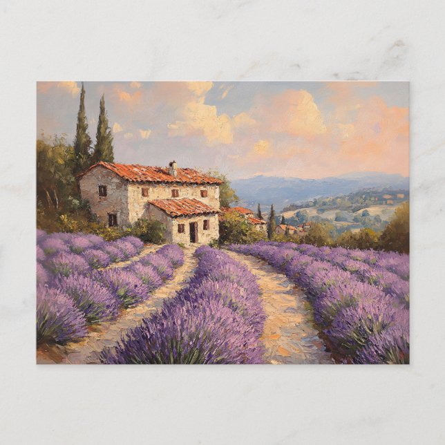 Cartão Postal Campo de Lavanda Tuscan com Algodão Pedone (Frente)