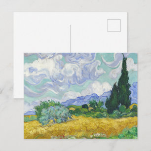 Cartão Postal Campo de Trigo com Ciprestes de Van Gogh Arte