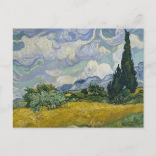 Cartão Postal Campo de Trigo com Ciprestes, Pintura a Óleo, Van