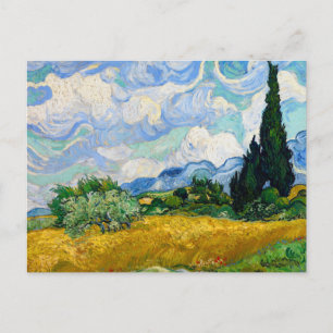 Cartão Postal Campo de trigo com ciprestes por Vincent Van Gogh