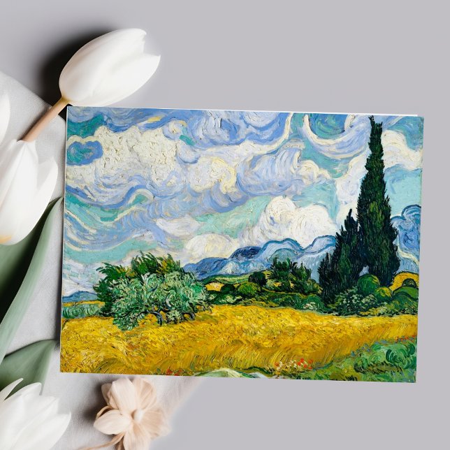 Cartão Postal Campo de trigo de Vincent van Gogh com Posto Cypre (Vincent van Gogh's Wheat Field with Cypresses Postcard)