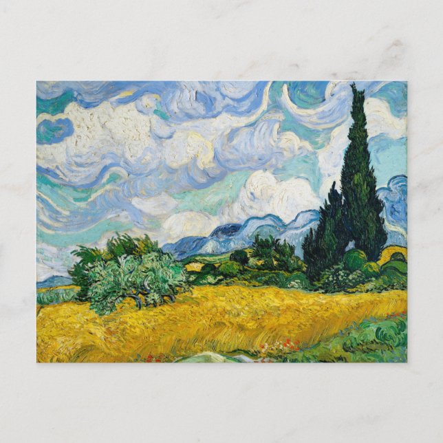Cartão Postal Campo de trigo Van Gogh com ciprestes. Impressioni (Frente)