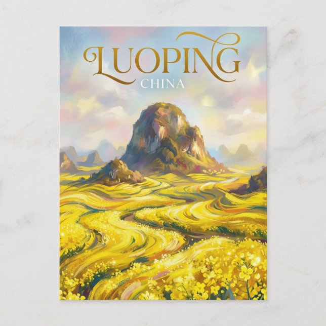 Cartão Postal Campos de Canola de Luoping na China (Frente)