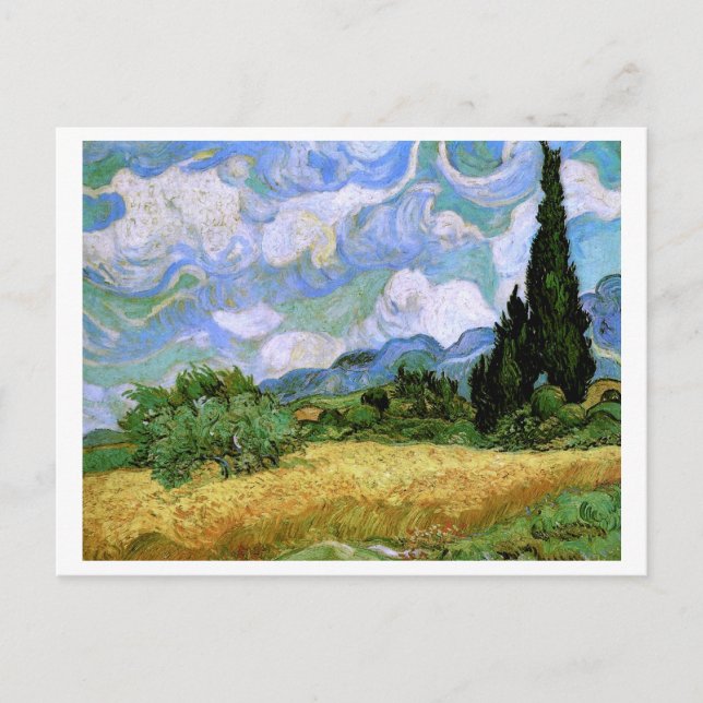 Cartão Postal Campos de trigo com Cypress Van Gogh Fine Art (Frente)