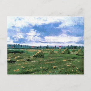 Cartão Postal Campos de trigo com Haystacks por Vincent van Gogh
