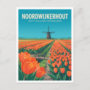Cartão Postal Campos de Tulipas Bollenstreek Noordwijkerhout