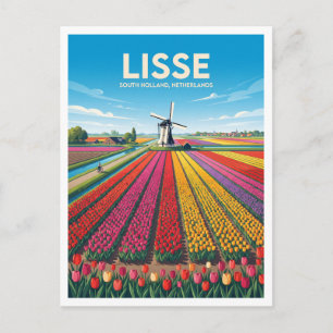 Cartão Postal Campos de Tulipas Keukenhof, Viagem à Lisse Holand