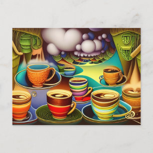 Cartão Postal Campos de Whimsical Land de Café