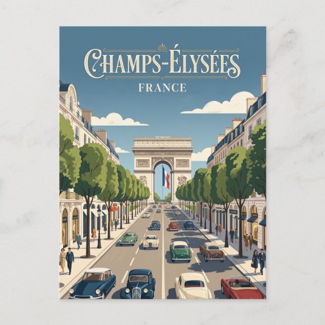 Cartão Postal Campos Elísios França (Frente)