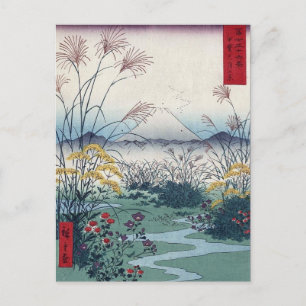Cartão Postal Campos Otsuki de Hiroshige, Impressão japonês Vint