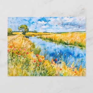 Cartão Postal Campos ouros por Havel Havelland Watercolor